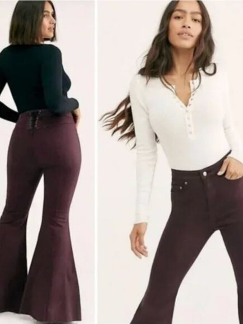 We The Free Plum Curvy Lace Up Flare jeans